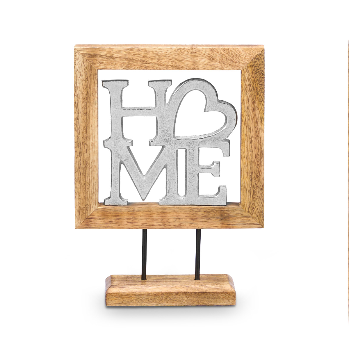 Palabra decorativa HOME con soporte de madera