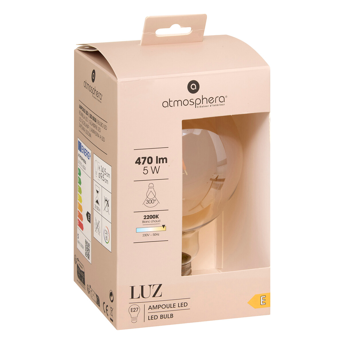 Bombilla Vintage Led Ámbar G95 2W E27