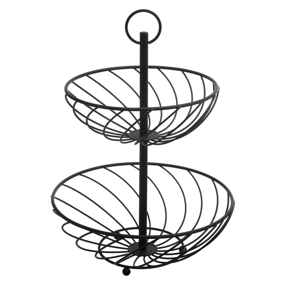 Frutero Metálico Negro C/2 Niveles 34x27