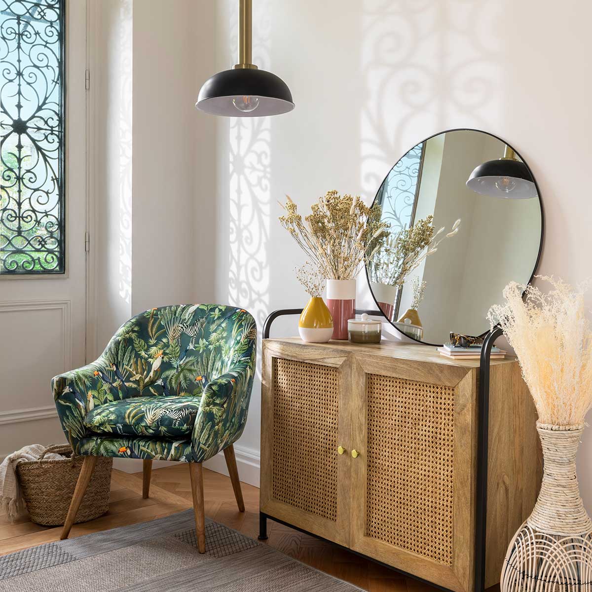 Espejo de pared ALICE redondo negro 76cm