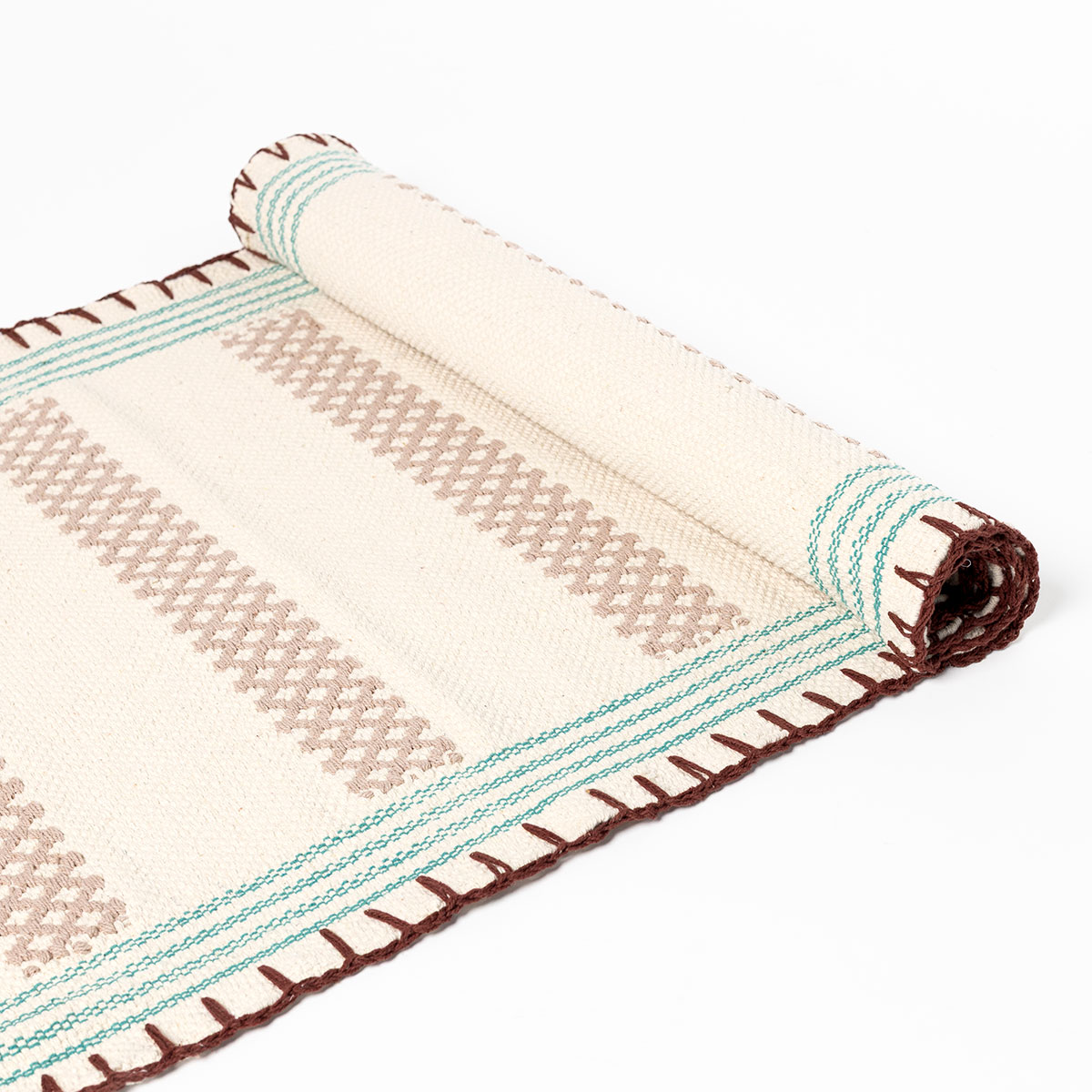 Alfombra de cocina WONJA beige y azul 60x150cm