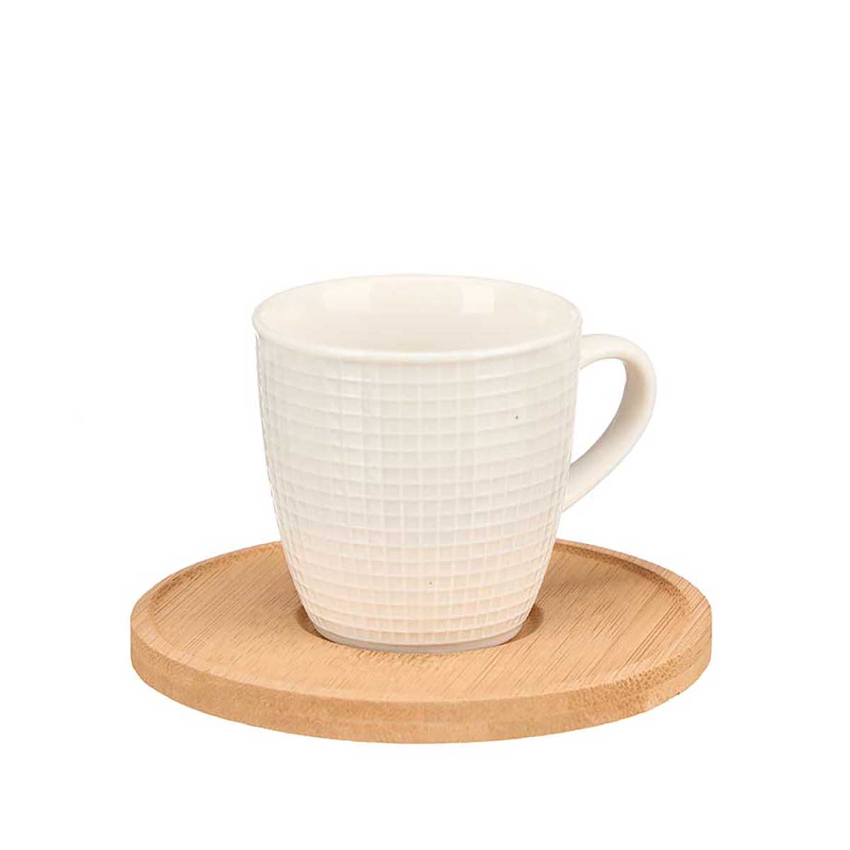 Set De 6 Tazas De Caf&eacute; Con Plato de Bamb&uacute;