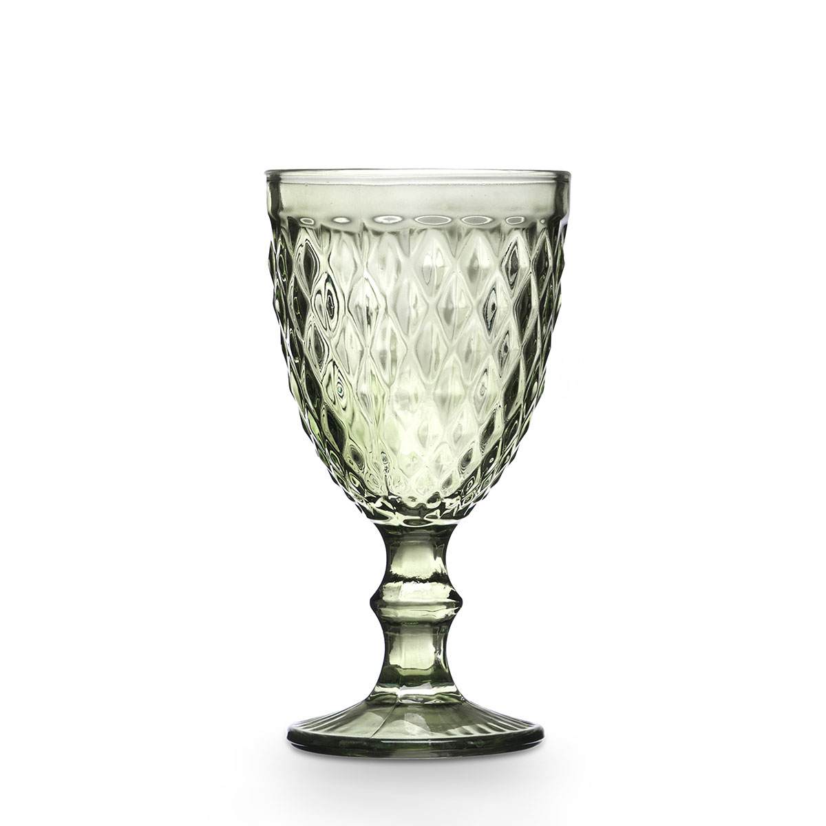 Copa De Agua Diamante Verde De Vidrio 340ml