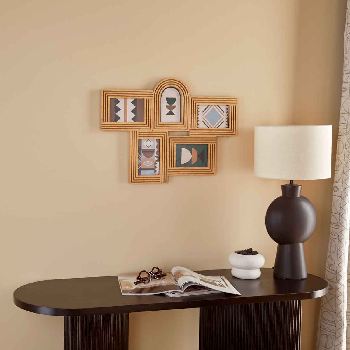 Multimarco para 5 fotos OLIVIA marrón de mdf 