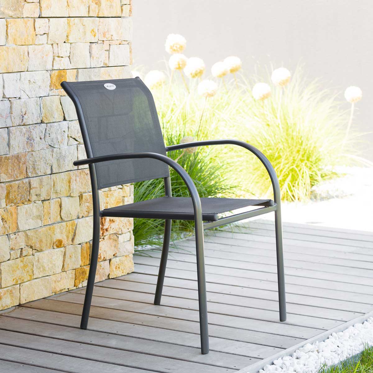 Cadeira Com Bra&ccedil;os Piazza Cinza Antracite E Graphite