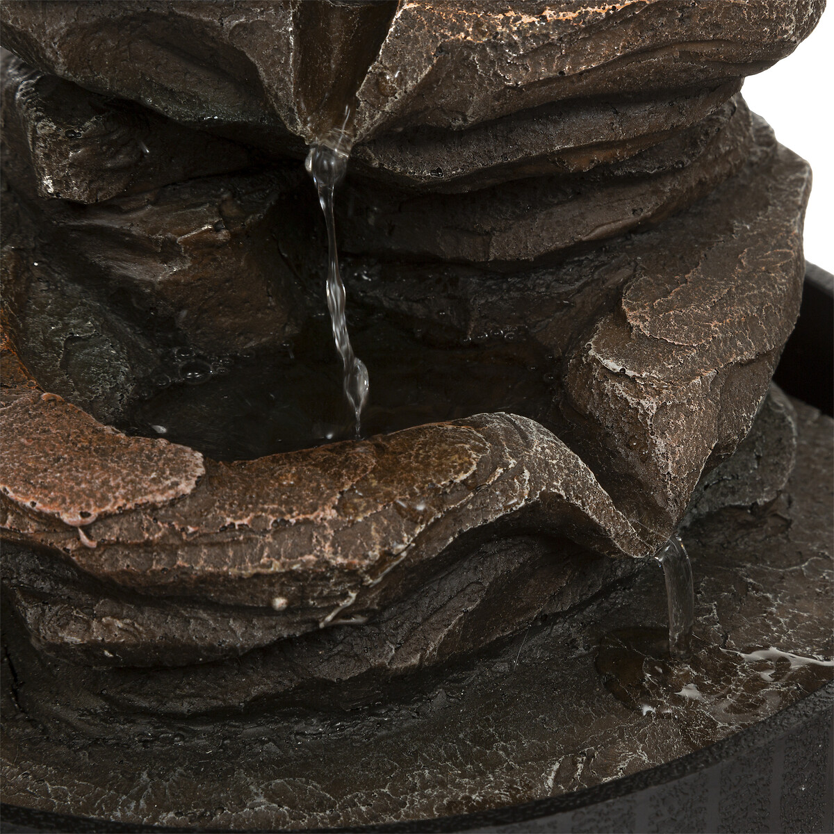 Fuente Negra De Resina 18x18x22.5Cm