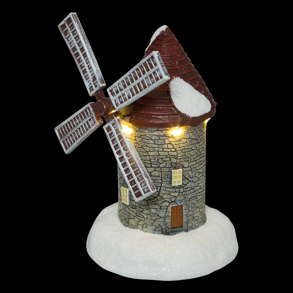 Molino Piedra Con Nieve Y LED