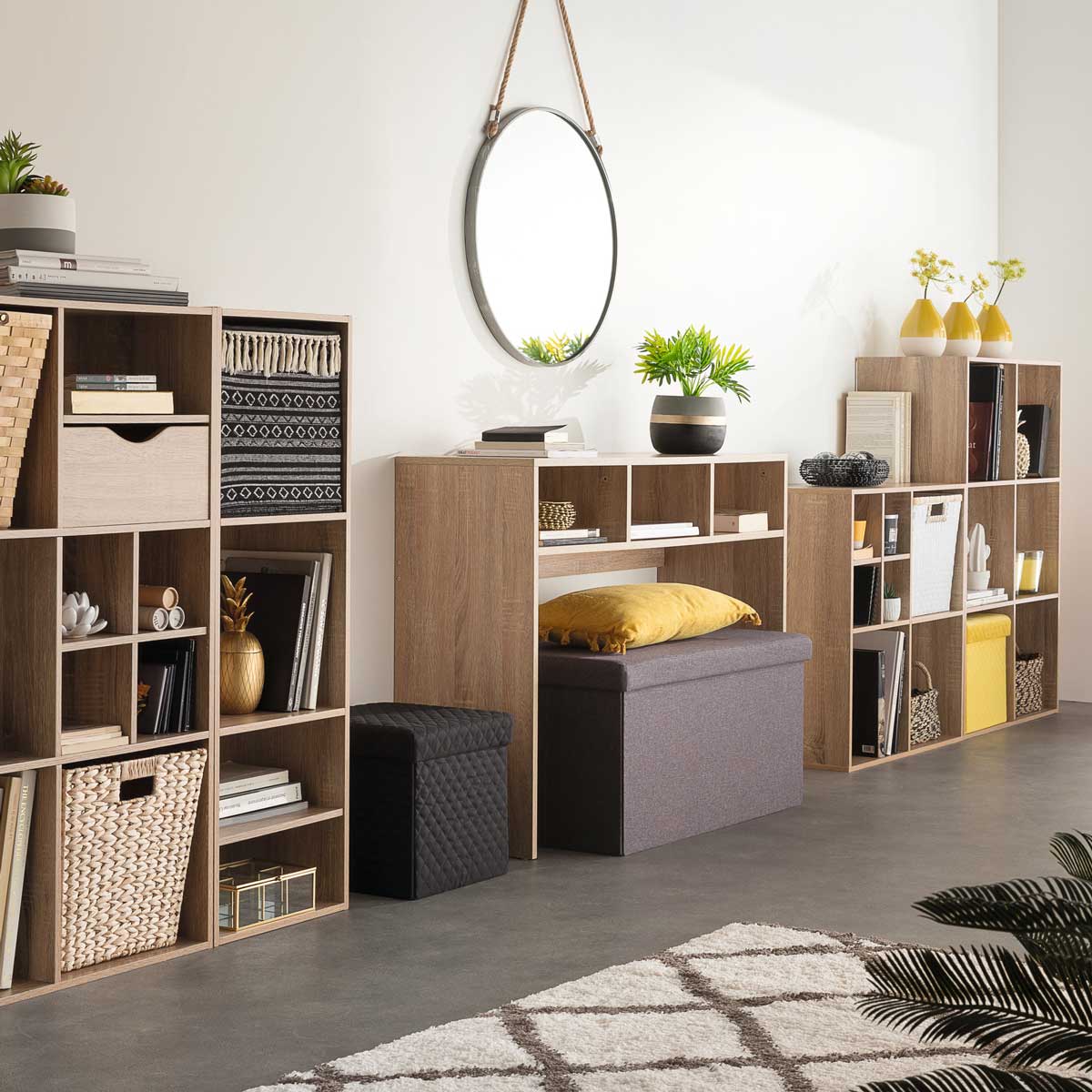 Puf MIXMODUL de terciopelo negro 31x31Cm 