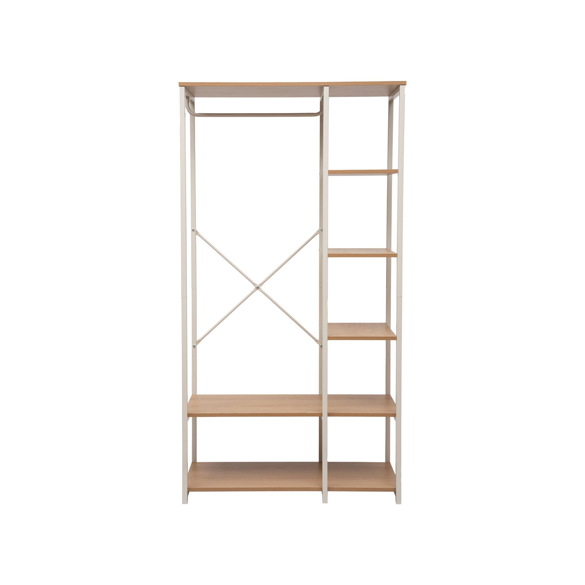 Armario de metal beige con estantes