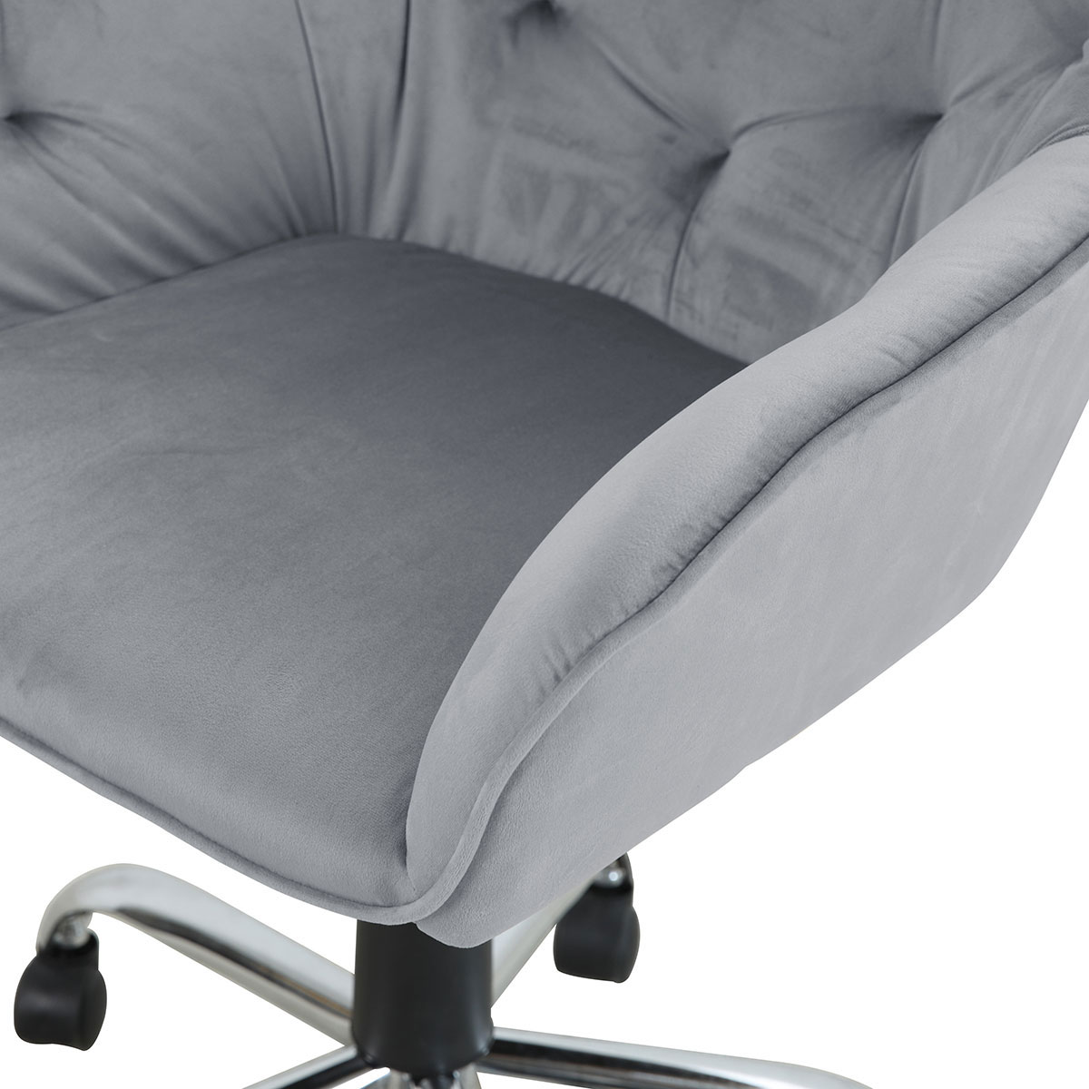 Cadeira De Escrit&oacute;rio Mia Cinza Em Veludo
