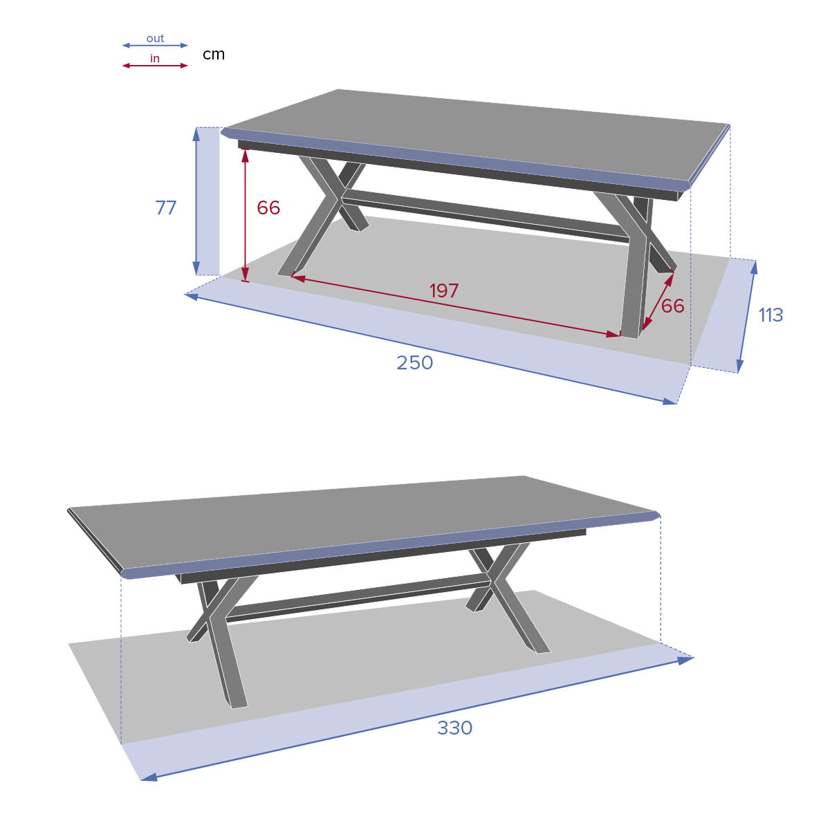 Mesa extensible AXIOME lino y blanco 250-330cm