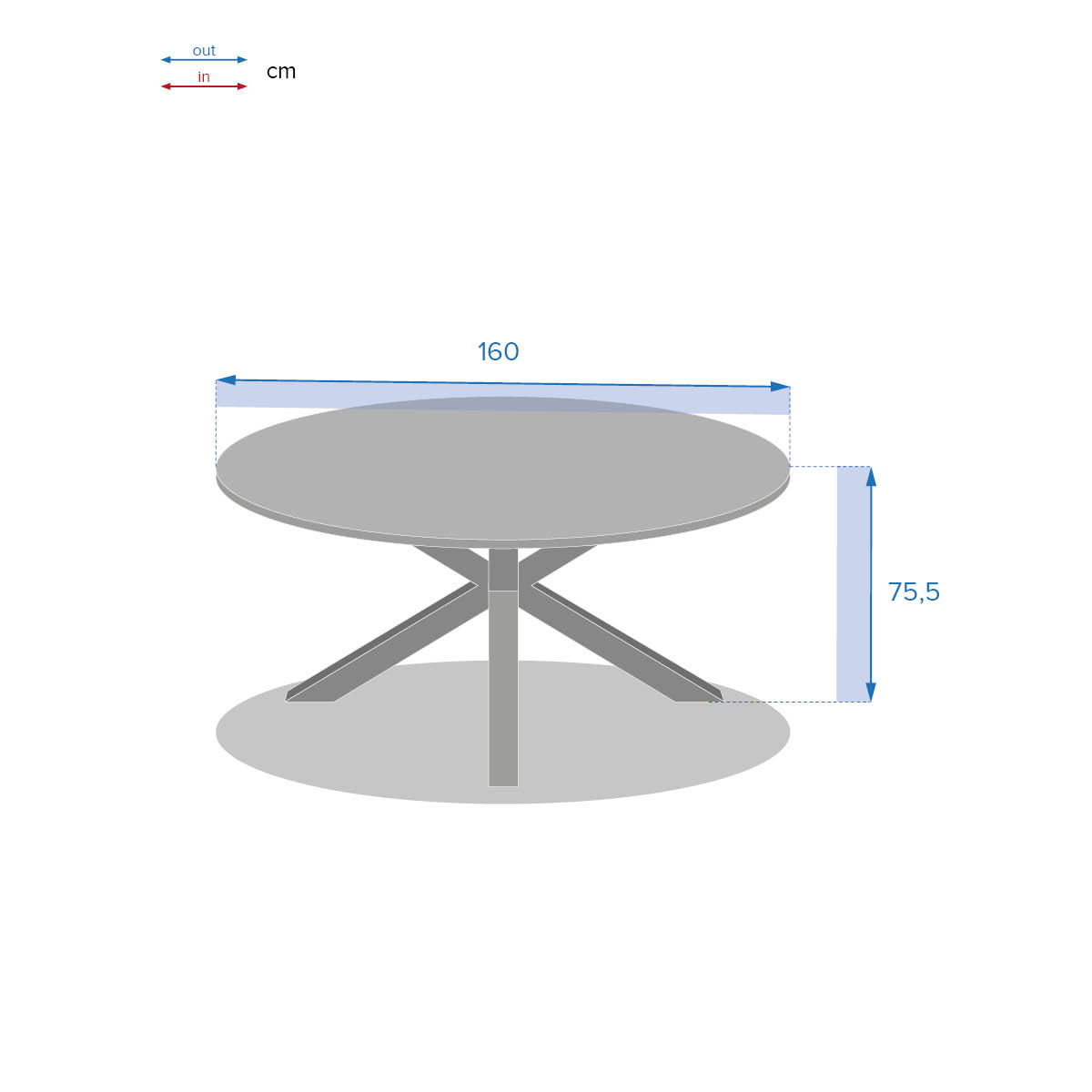 Mesa Oriengo Redonda Graphite Em Madeira Ac&aacute;cia 160cm