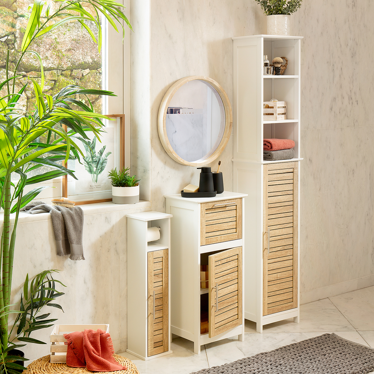 Armario Alto P/Baño De Mdf 35x26x173Cm