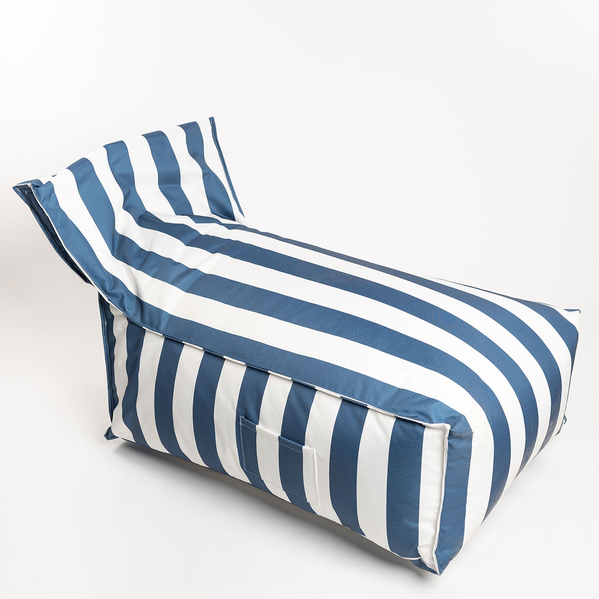 Puf sofa impermeable rayas blancas y azules