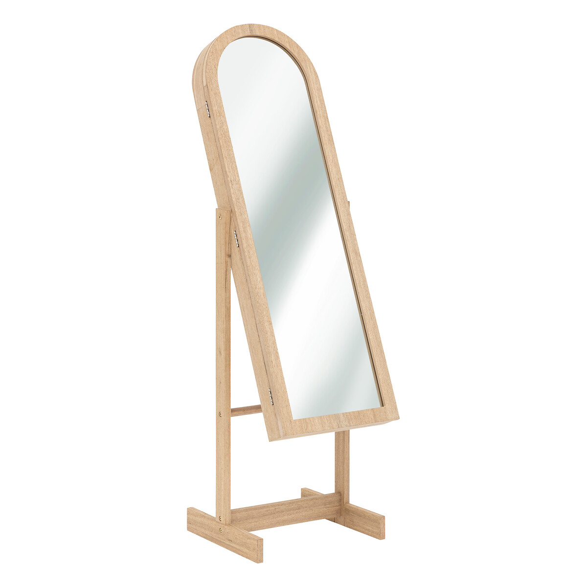 Espejo De Pie Beige Con Joyero