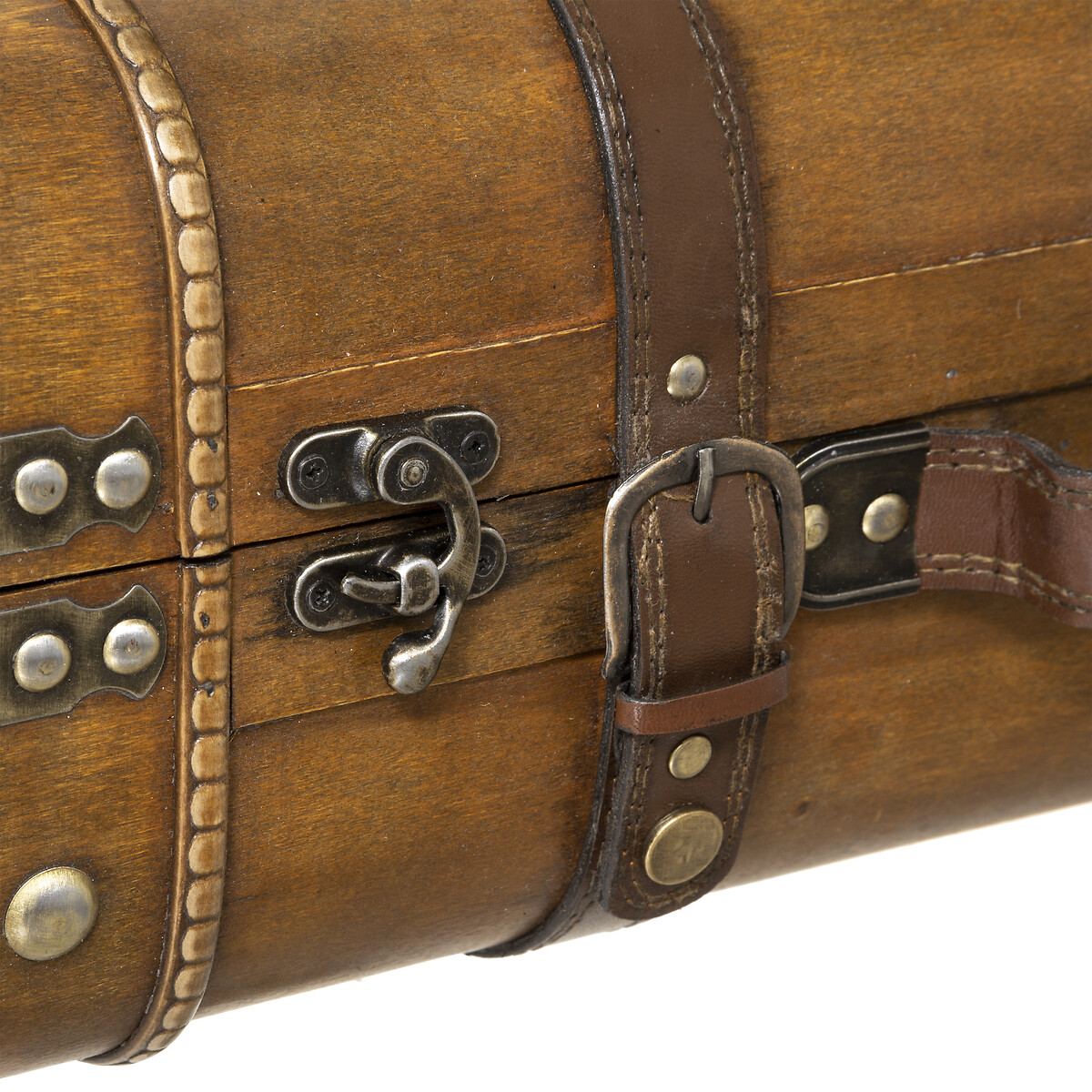 Mala Castanha Decorativa Em Madeira 19x45cm