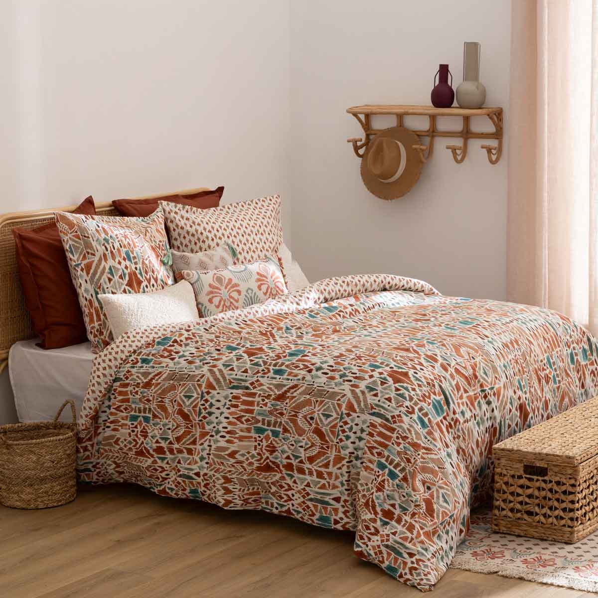 Juego funda n&oacute;rdica estampada IKAT 240x220cm