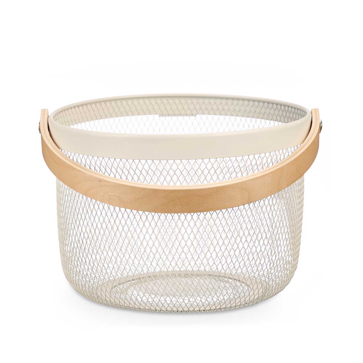 Cesta redonda de metal blanco 25.5cm