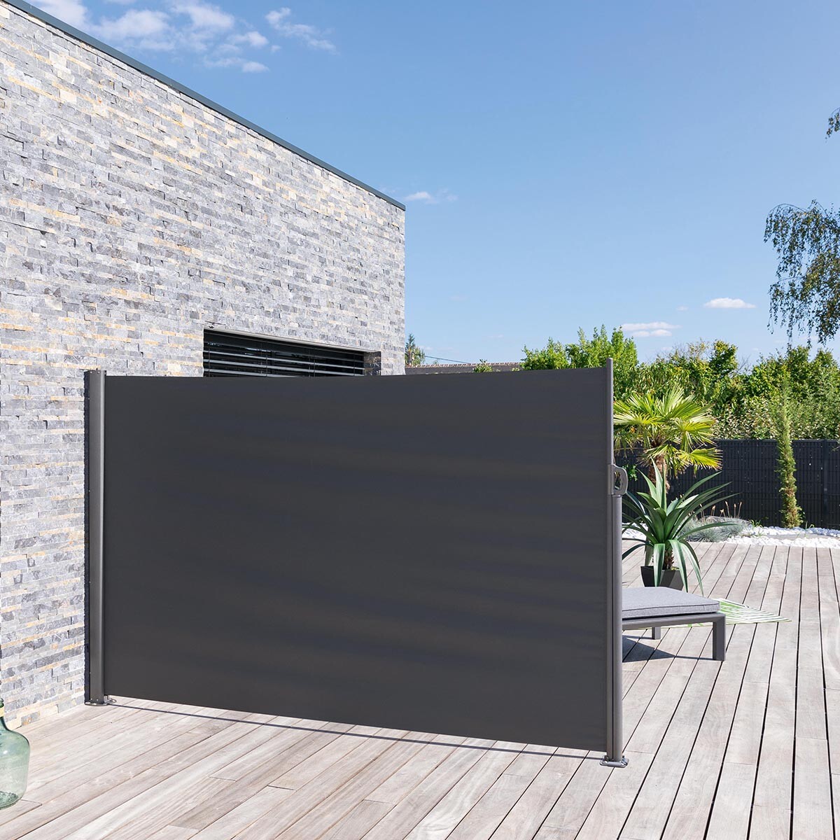 Paraviento plegable color grafito 3x1m