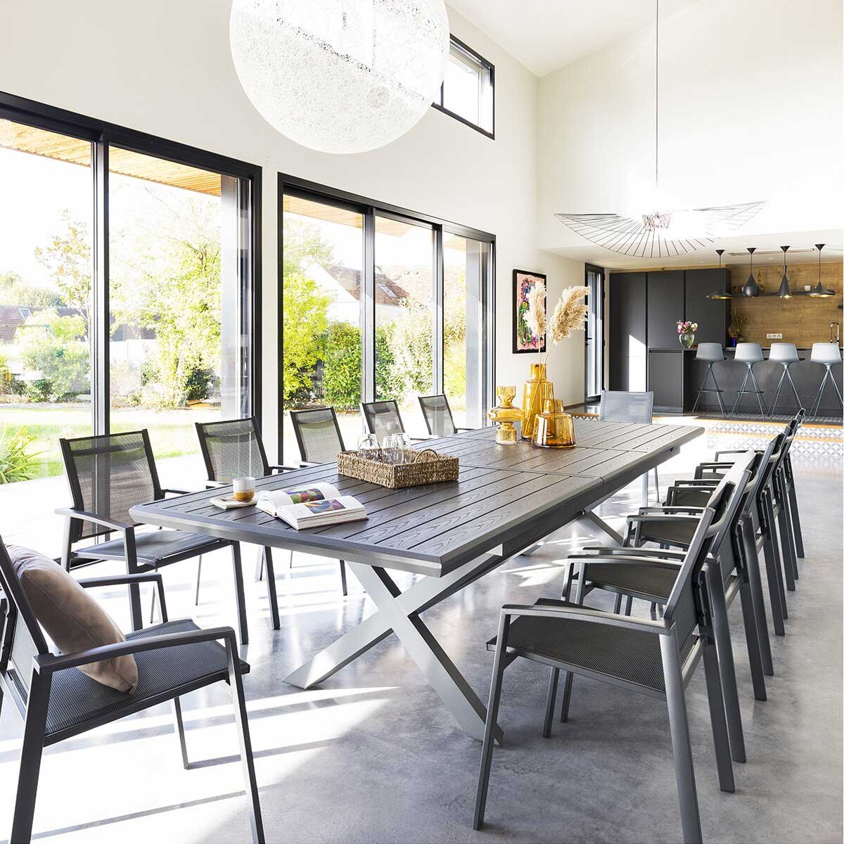 Mesa extensible AXIOME gris ardósia 250-330cm