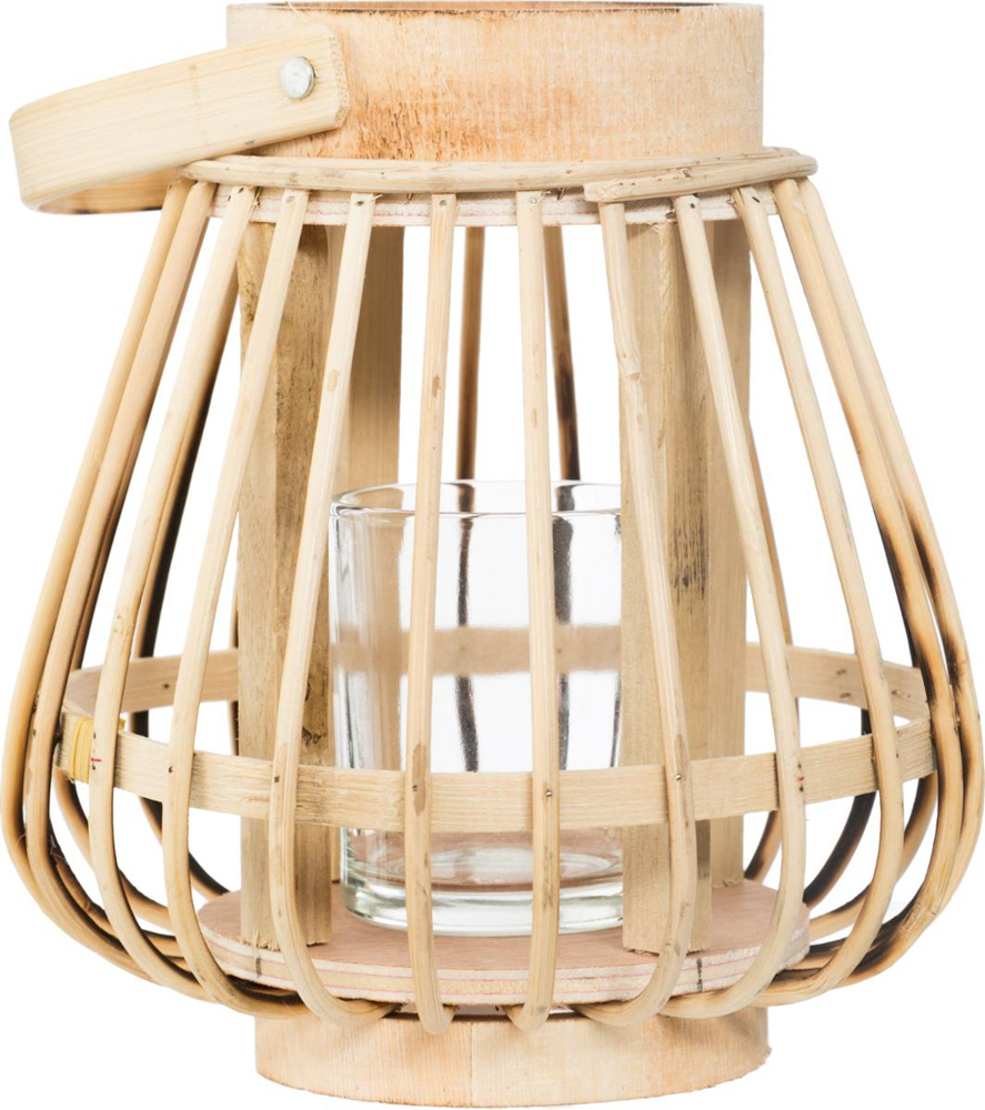 Farol decorativo de bambú color natural
