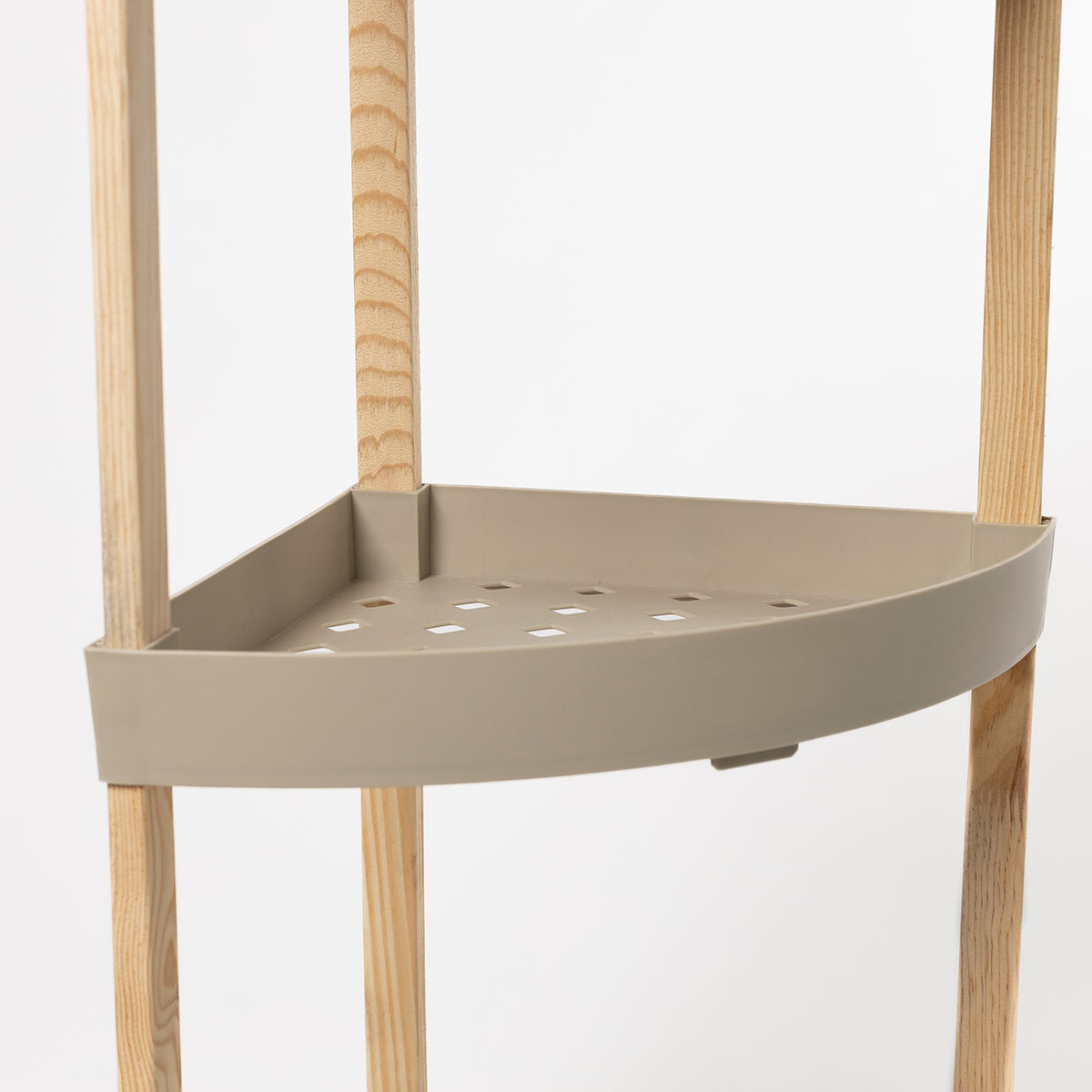 Estante esquinero con 3 niveles beige de madera