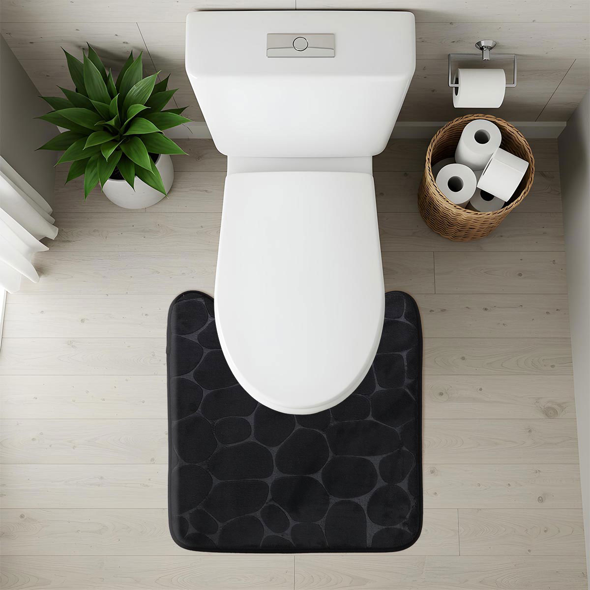 Alfombra de ba&ntilde;o con contorno negro 45x50cm