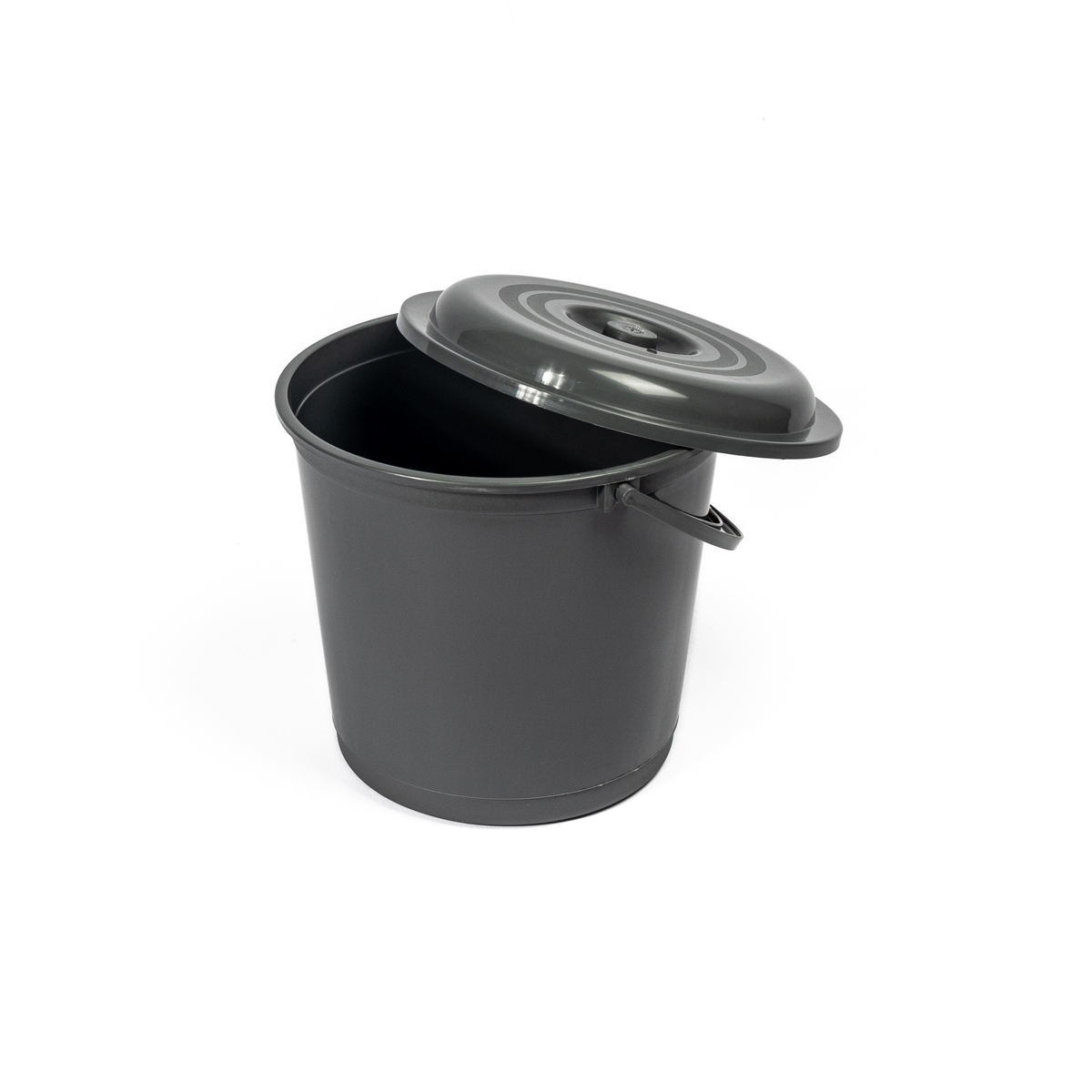 Balde Com Tampa Europa Cinza Escuro 16l