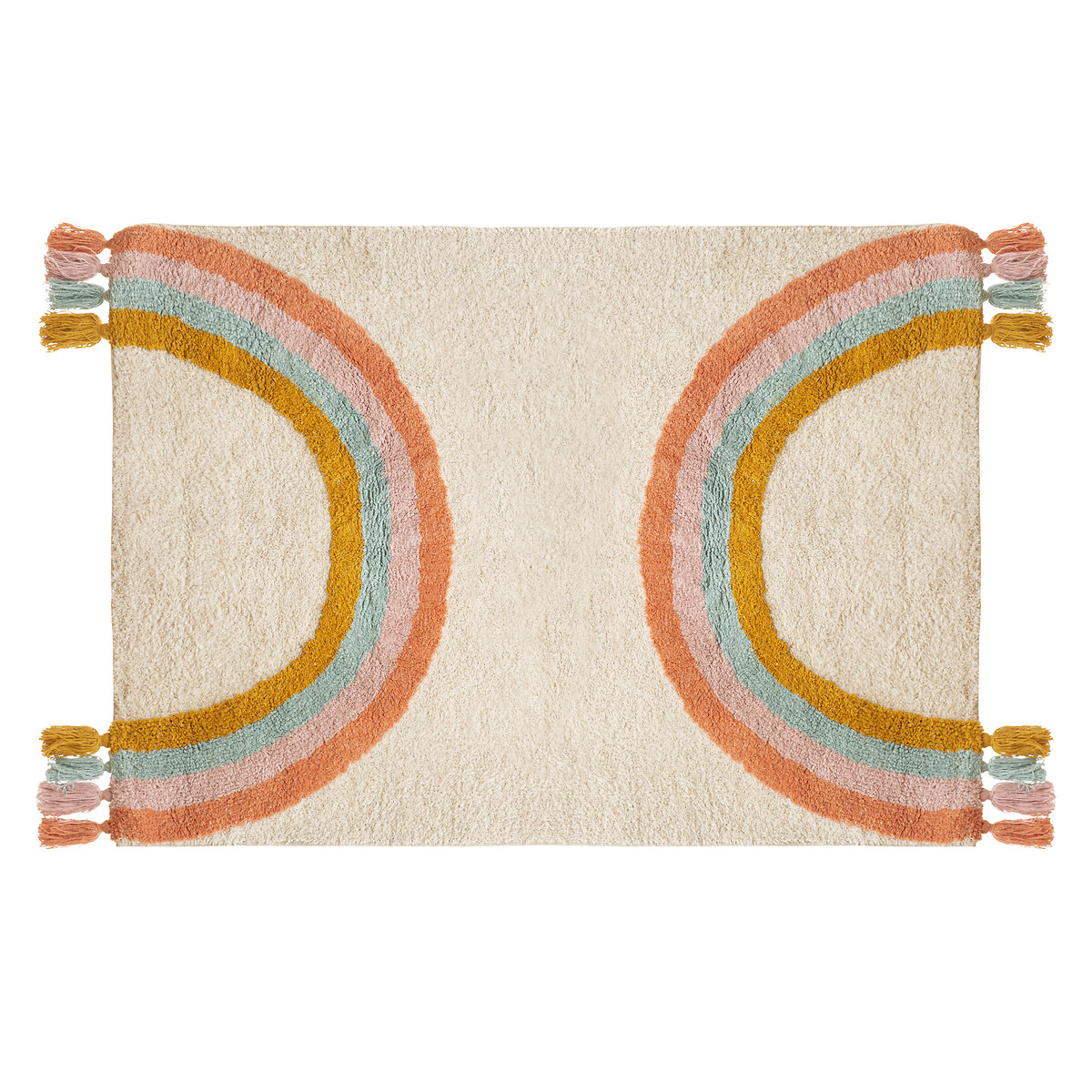 Tapete Arco-&Iacute;ris Tuft Com Tassels Rainbow 100x150cm