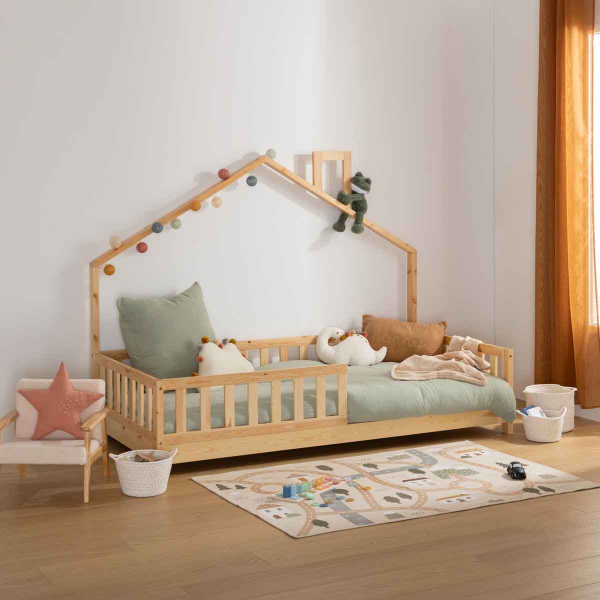 Cama MONTESSORI casa natural 90x190cm