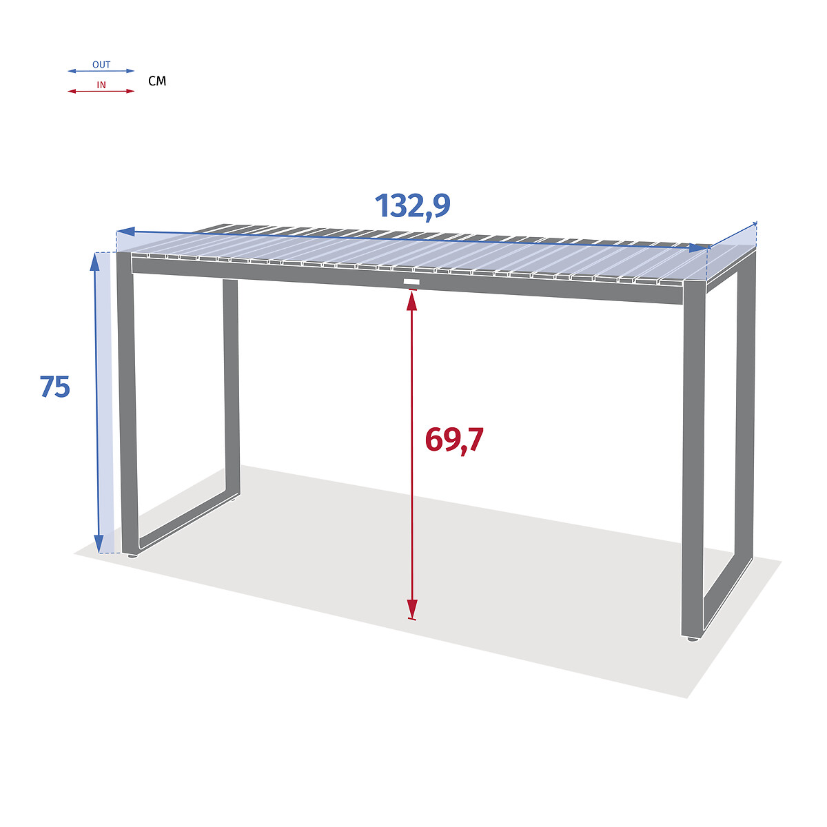 Mesa LENSIA de aluminio y madera eucalipto