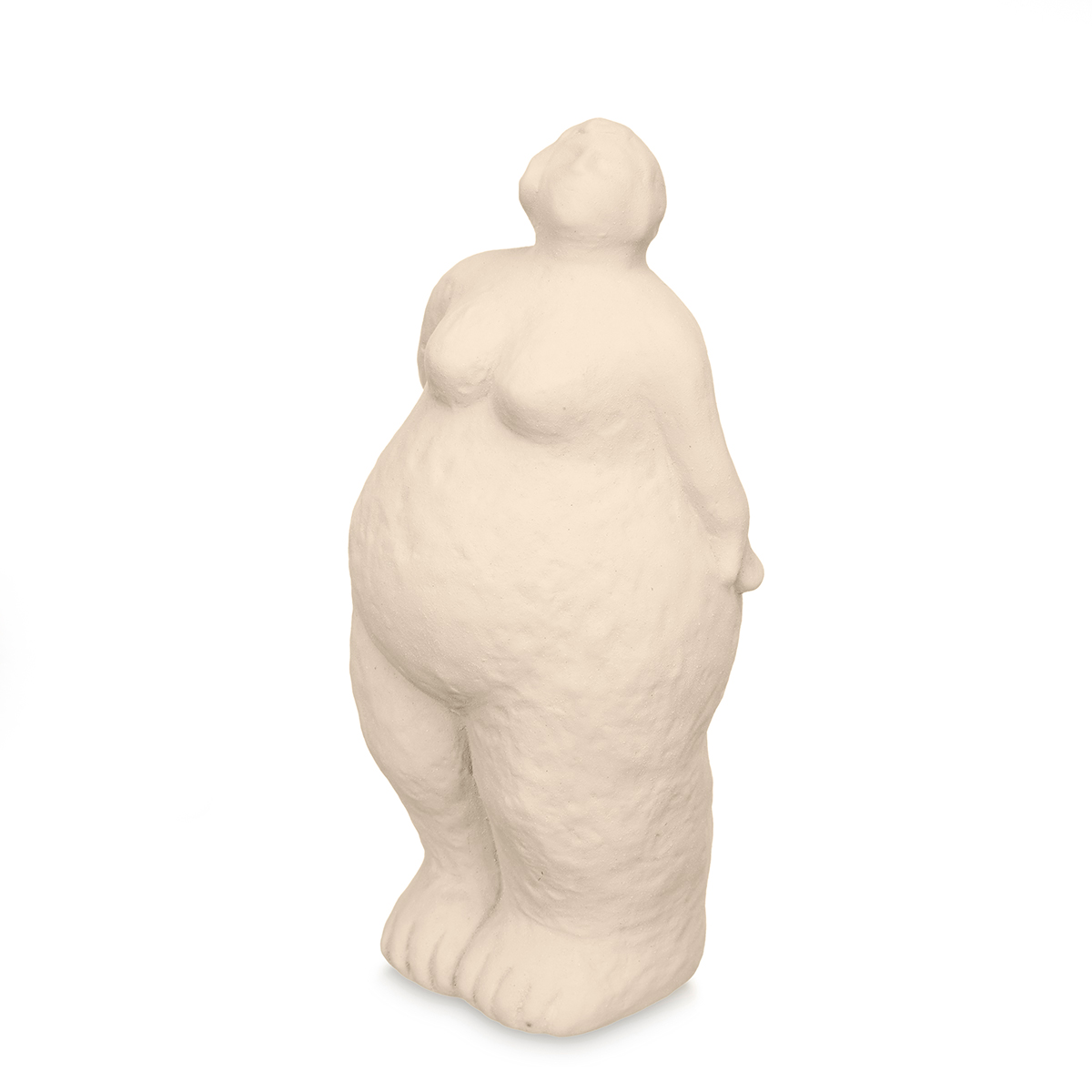Estatua beige forma de mujer de cerámica