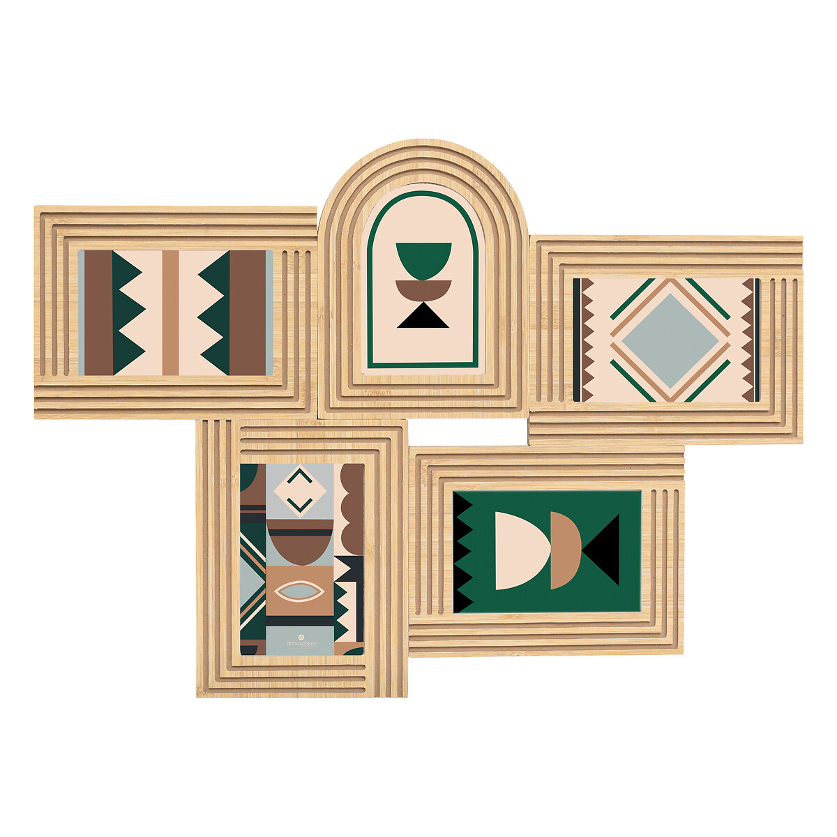 Multimarco para 5 fotos OLIVIA marrón de mdf 