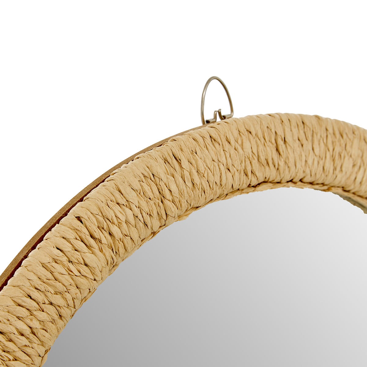 Espejo TILIA marr&oacute;n de madera y cuerda D40cm