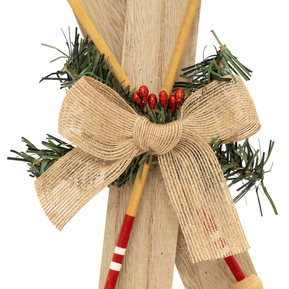 Adorno navideño de esquí con lazo de yute 45cm 