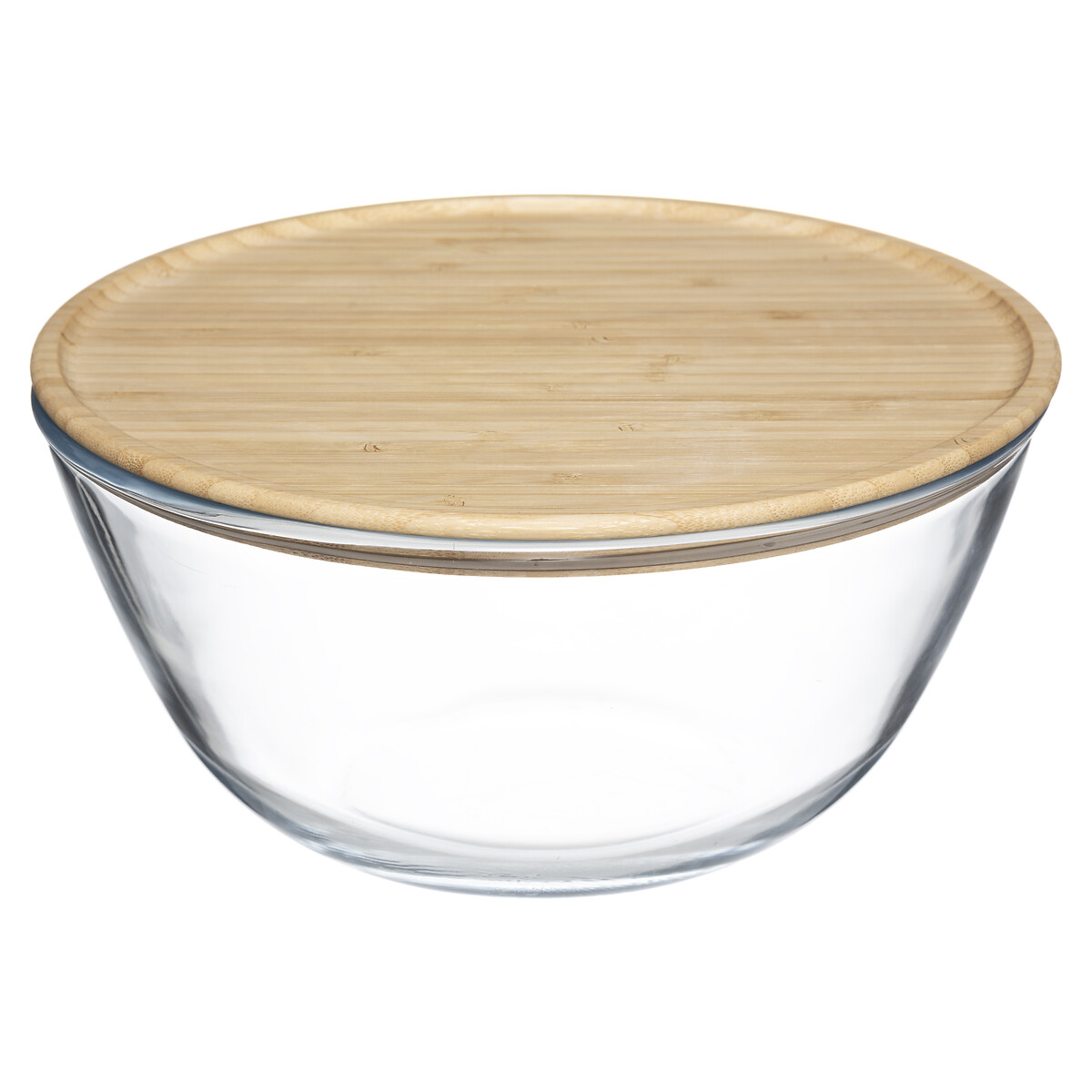 Ensaladera de vidrio 2.5L con tapa bambú
