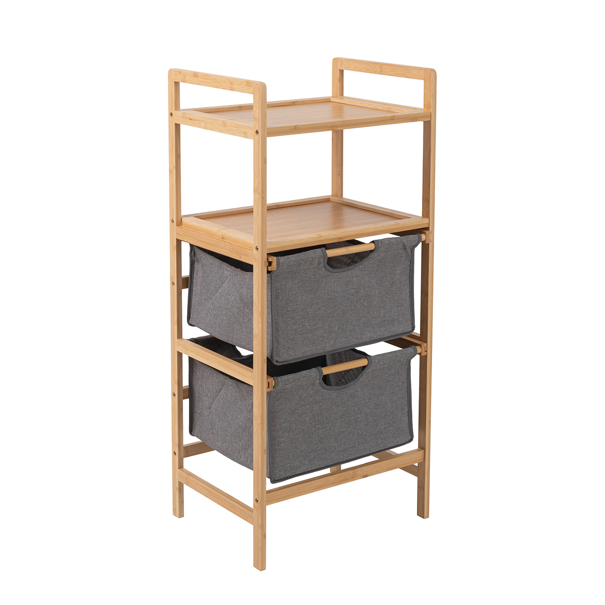 Mueble para baño de bambú con 2 cestas para ropa