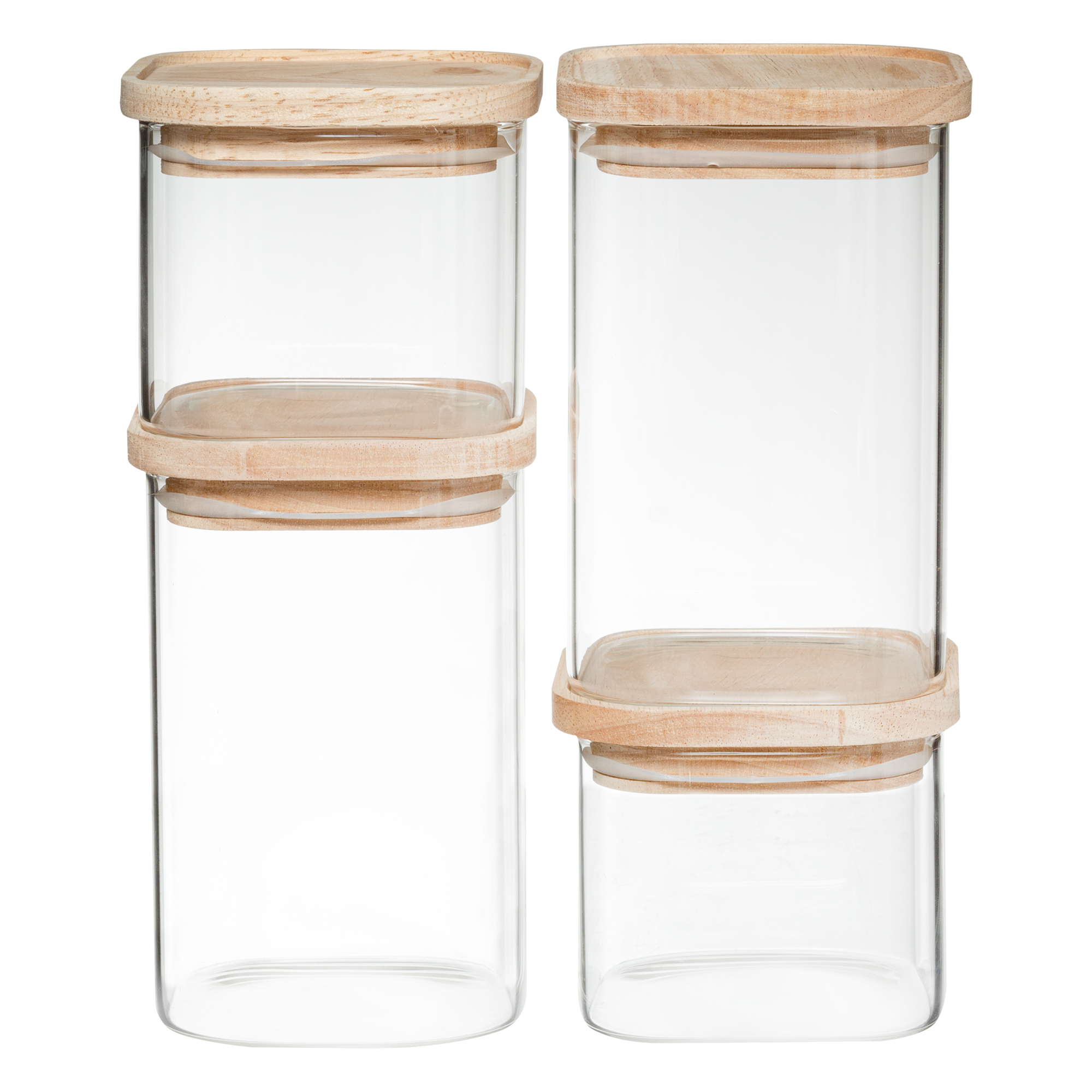 Set de 4 tarros de vidrio apilables
