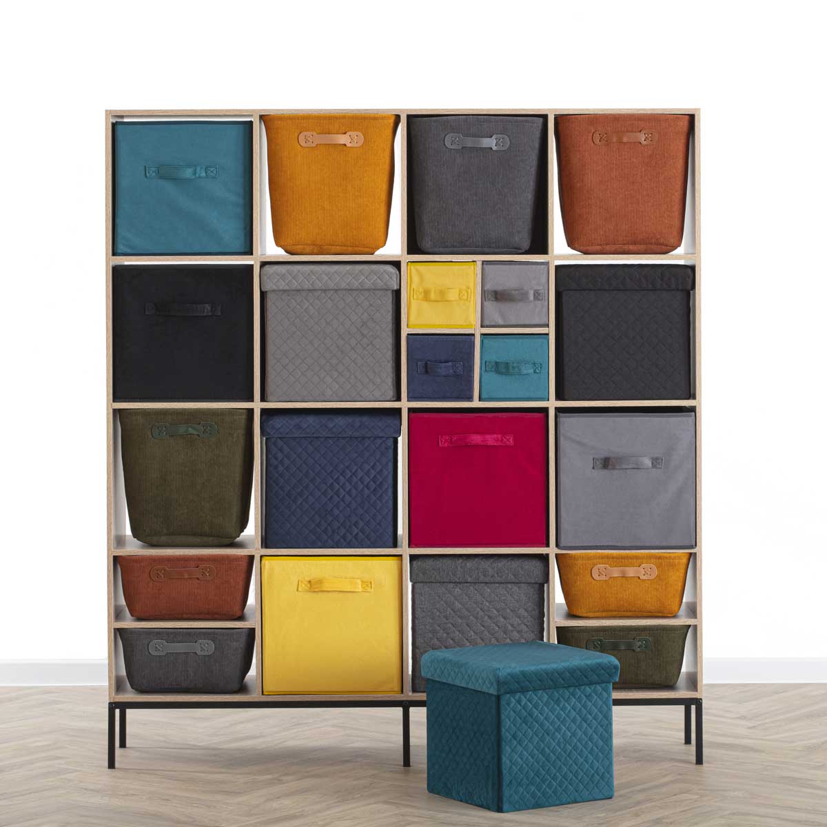 Puf MIXMODUL de terciopelo gris 31x31Cm 