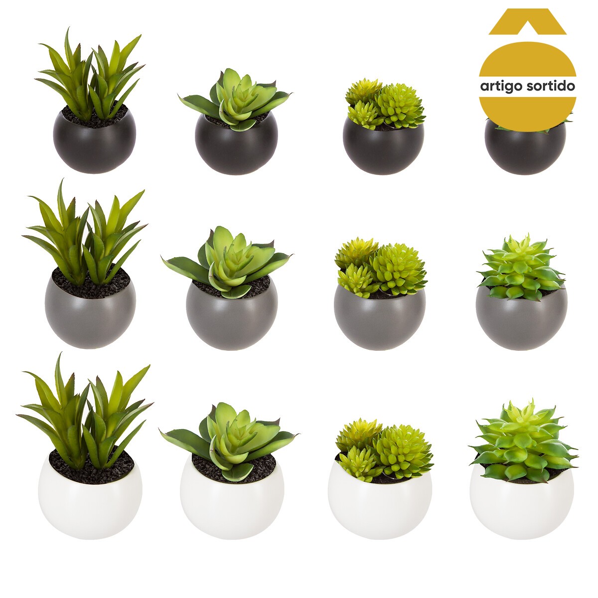 Vaso De &Iacute;man Com Planta Artificial 8cm