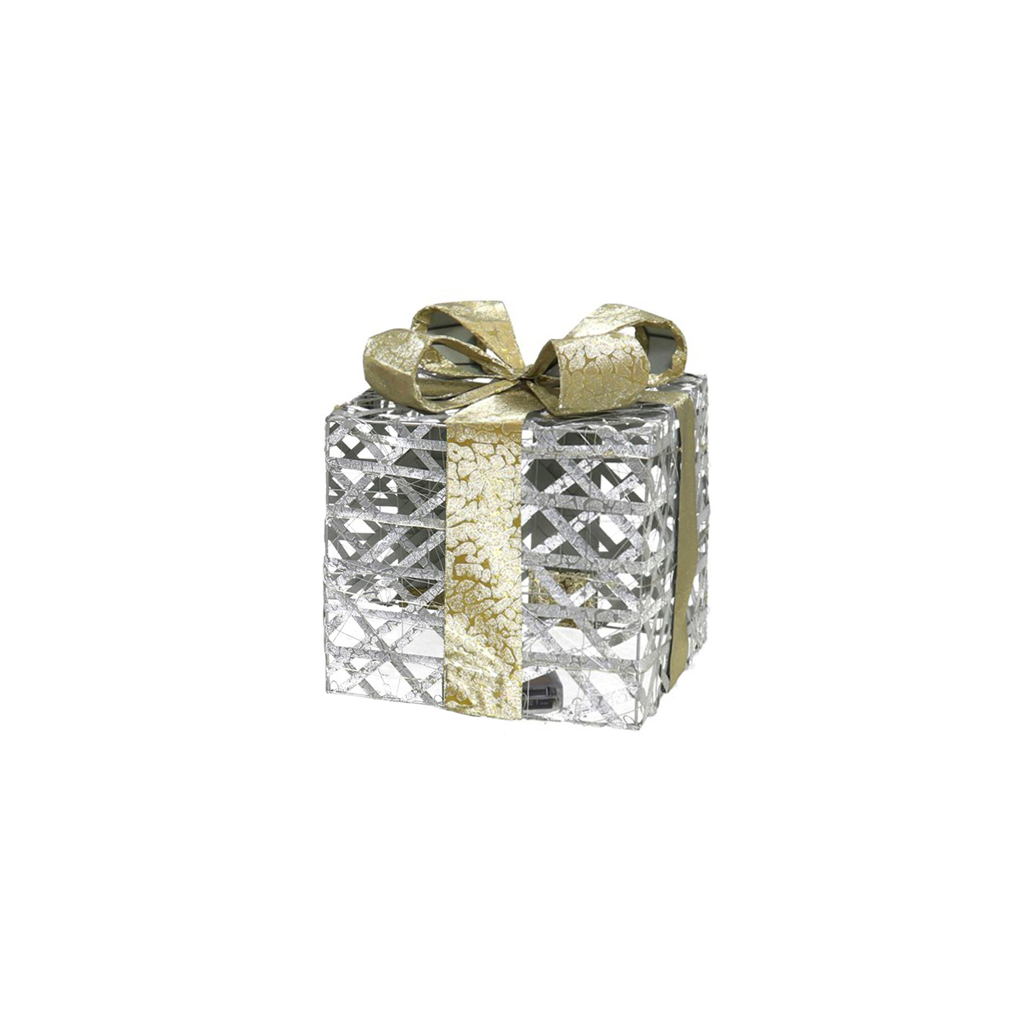 Caixa Luminosa Efeito Presente Prateado