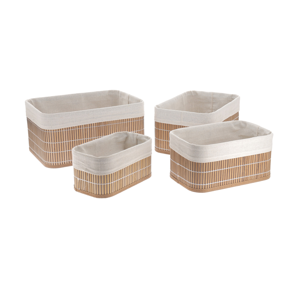 Cestas Bambú Forradas Con Tela Tam. 4/4