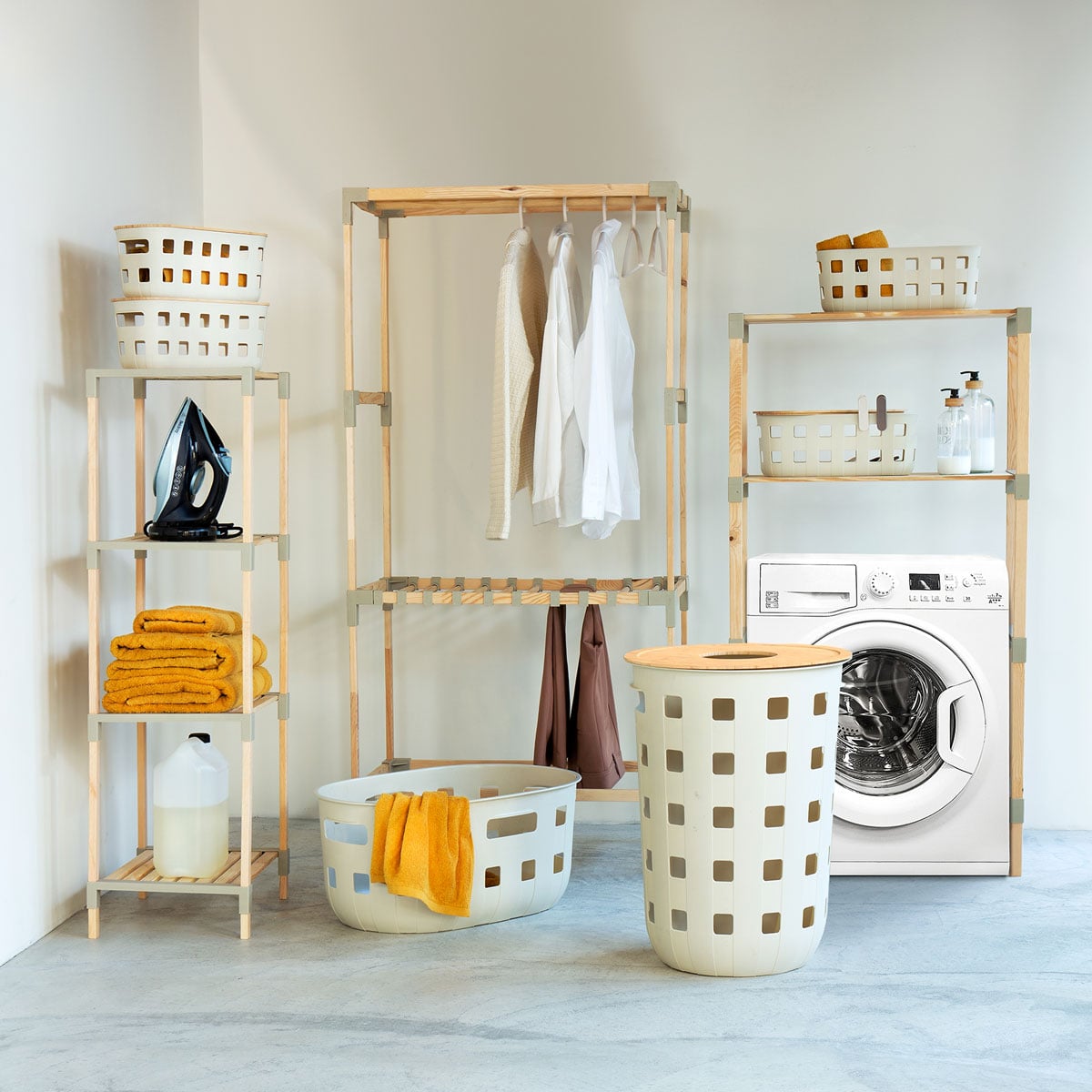Cesta para ropa HARMONY beige 50L