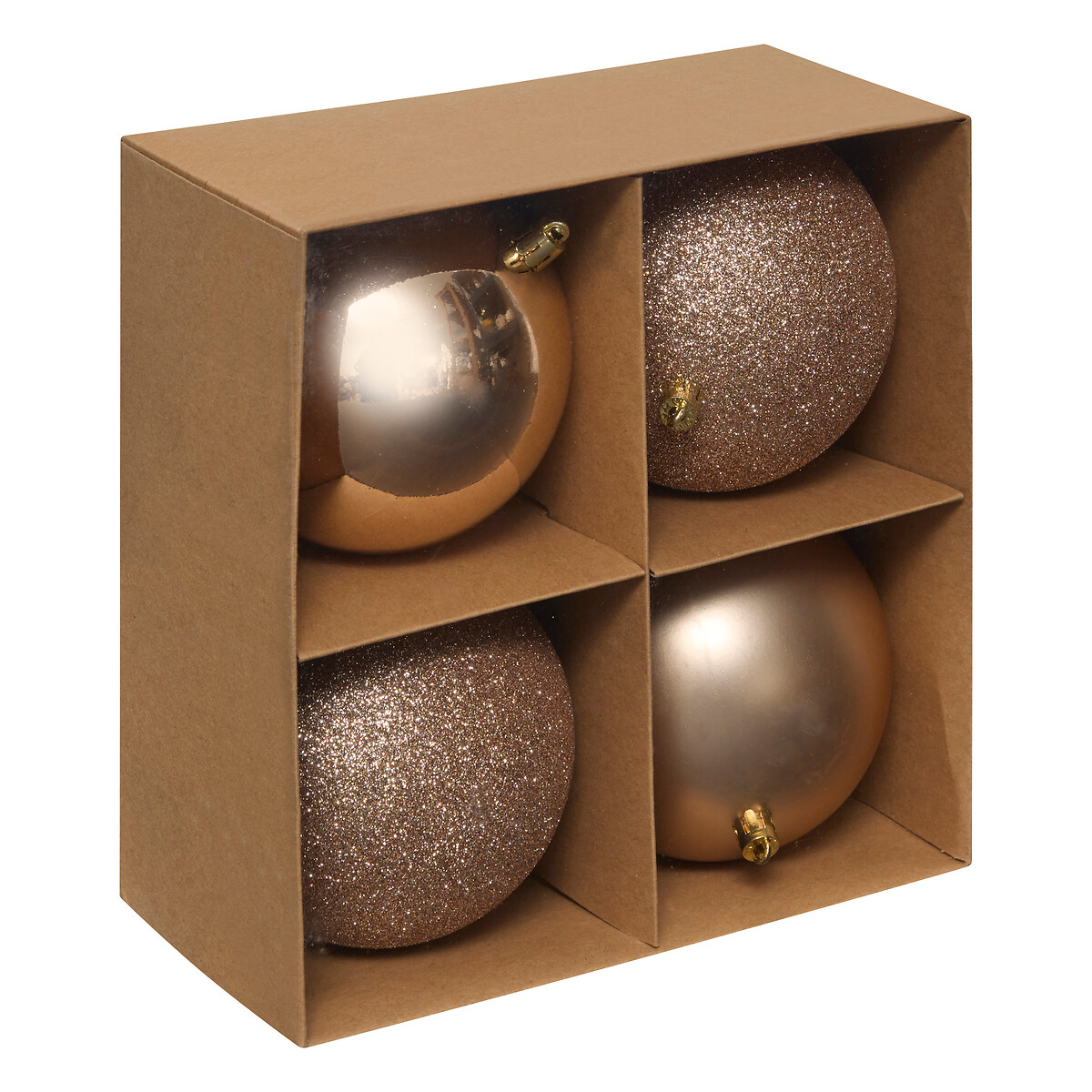 Set 4 bolas de Navidad champ&aacute;n 10cm 