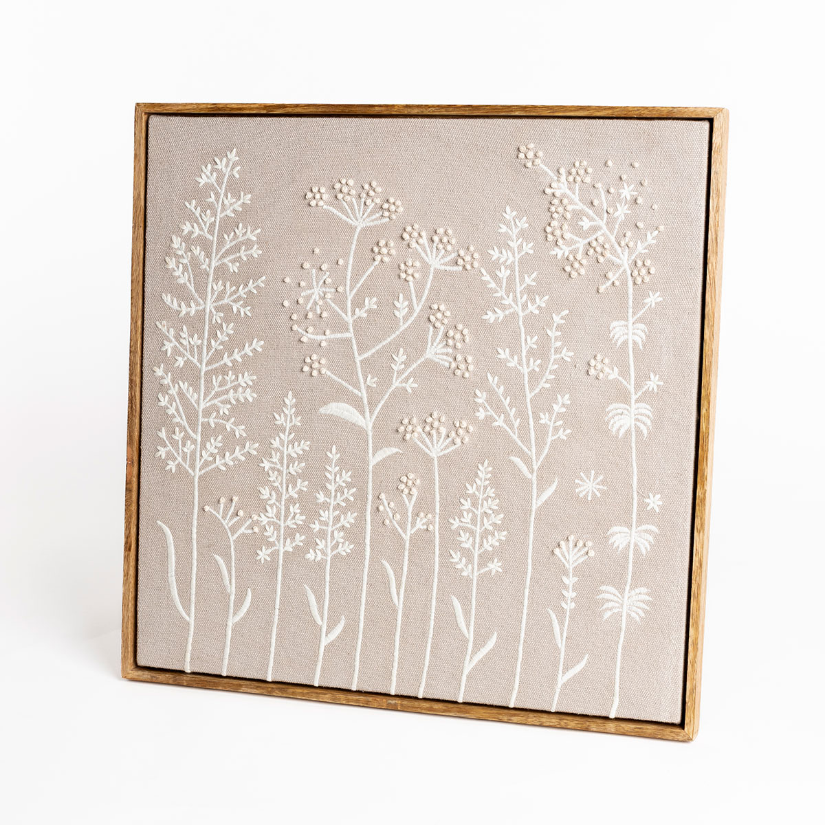 Cuadro decorativo con flores gris 50x50cm