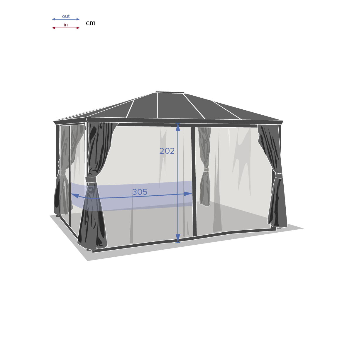 P&eacute;rgula Belize Cinza Graphite 3x3,6M