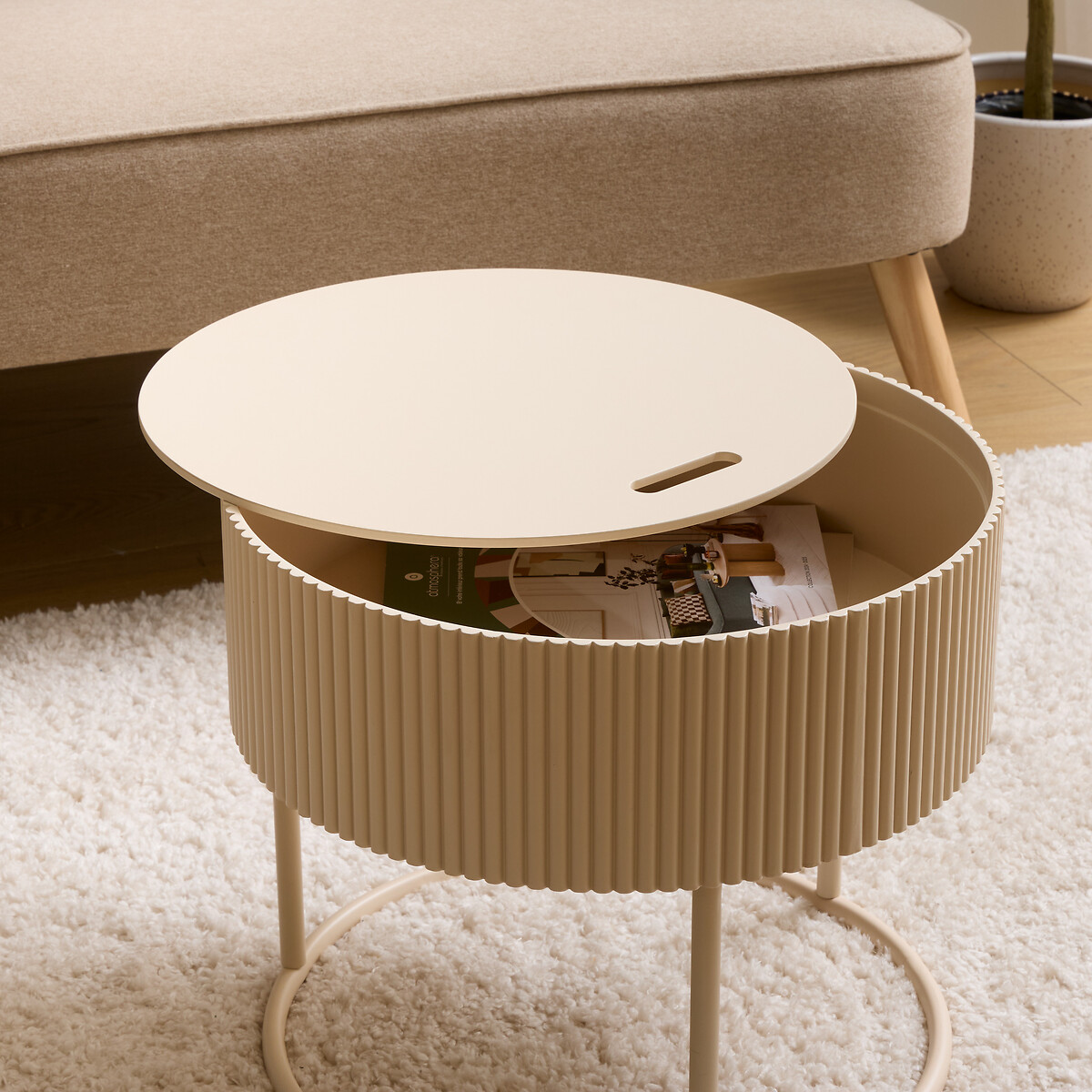 Mesa auxiliar JUNA beige D45x40.5cm