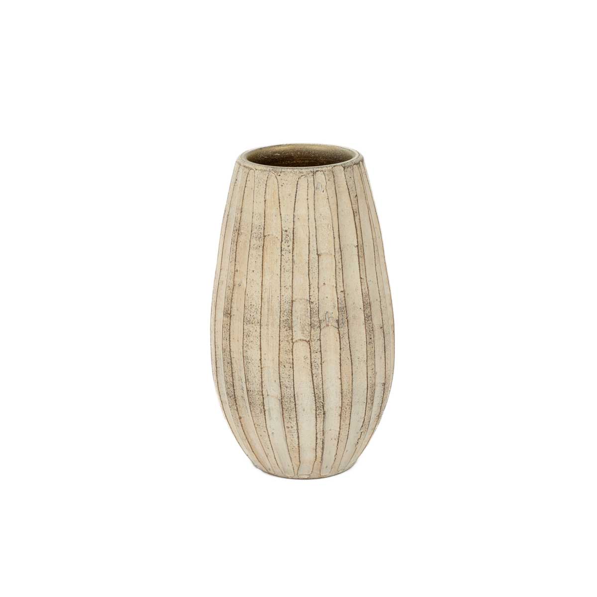 Jarra De Cer&acirc;mica Choupo Riscada Cinza 30cm