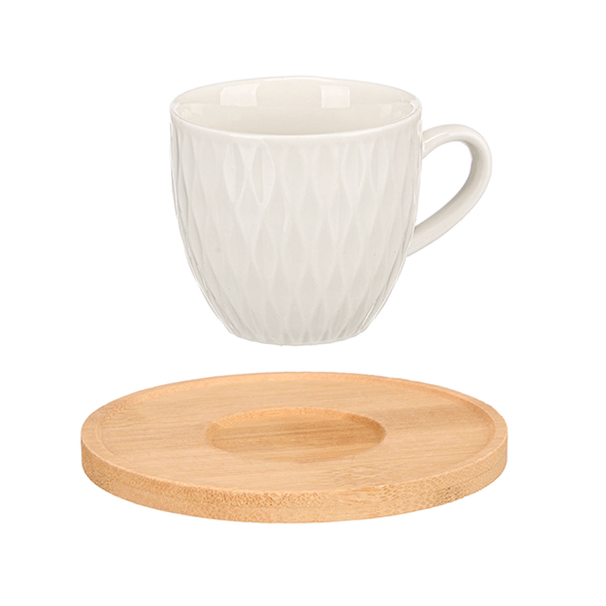 Set de 6 tazas de caf&eacute; con base de bamb&uacute;