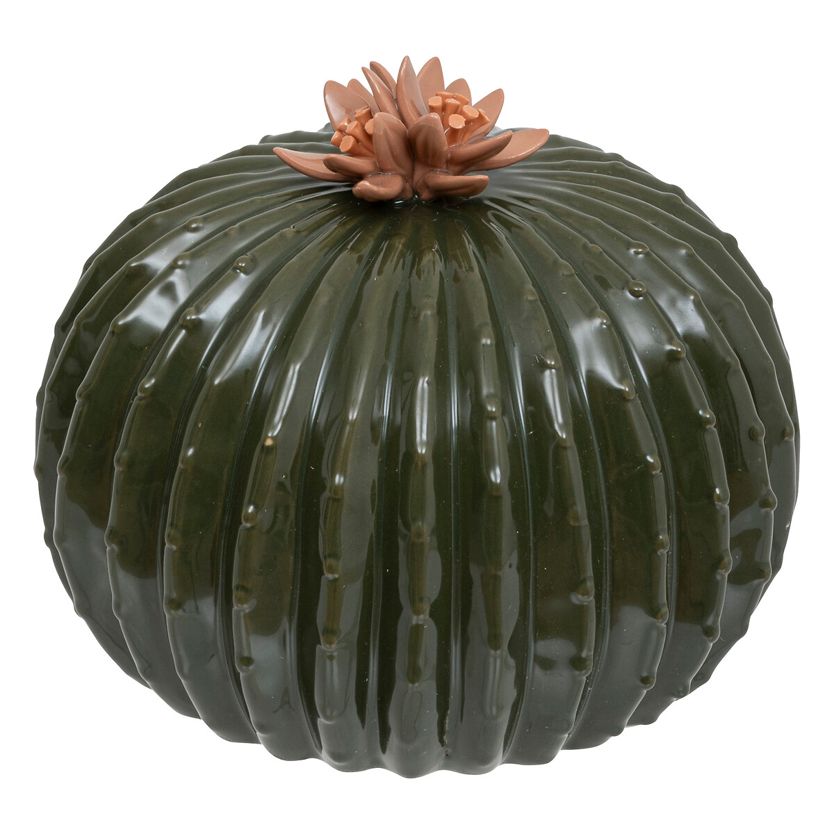 Cactus decorativo redondo de cer&aacute;mica PAN verde